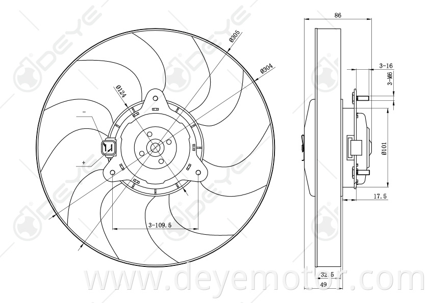 1253.74 auto radiator cooling fan for PEUGEOT 306 405 60 406 PARTNER